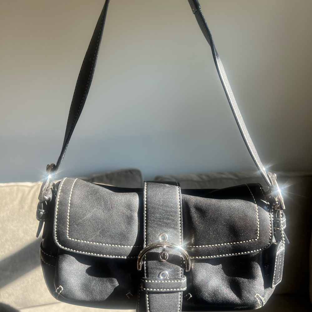 Coach Black Leather Shoulder Bag